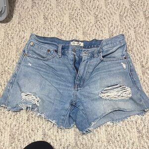 Madewell Light Blue Distressed Jean Shorts